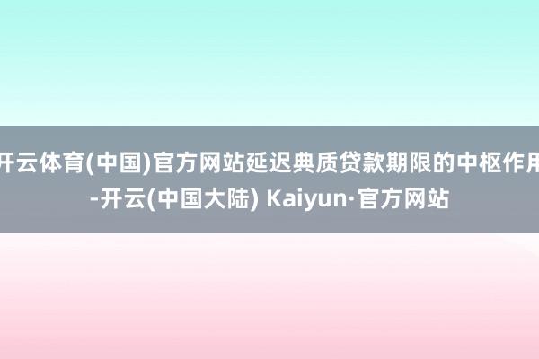 开云体育(中国)官方网站延迟典质贷款期限的中枢作用-开云(中国大陆) Kaiyun·官方网站