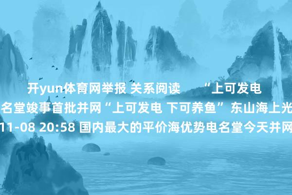 开yun体育网举报 关系阅读 “上可发电 下可养鱼” 东山海上光伏名堂竣事首批并网“上可发电 下可养鱼” 东山海上光伏名堂竣事首批并网 0 11-08 20:58 国内最大的平价海优势电名堂今天并网发电国内最大的平价海优势电名堂今天并网发电 18 10-26 11:20 建投动力:拟与新天绿能等同比例向海优势电公司增资建投动力:拟与新天绿能等同比例向海优势电公司增资