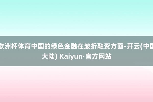 欧洲杯体育中国的绿色金融在波折融资方面-开云(中国大陆) Kaiyun·官方网站