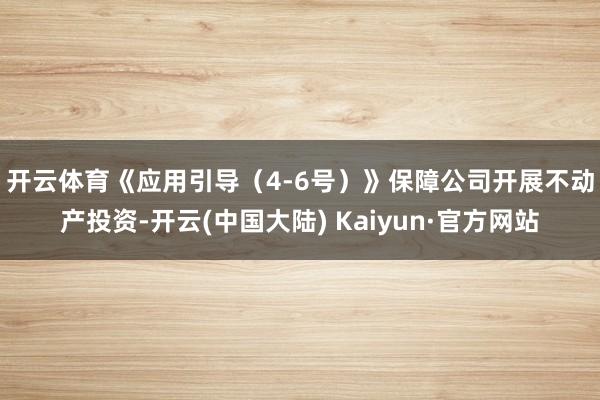 开云体育 《应用引导(4-6号)》保障公司开展不动产投资-开云(中国大陆) Kaiyun·官方网站
